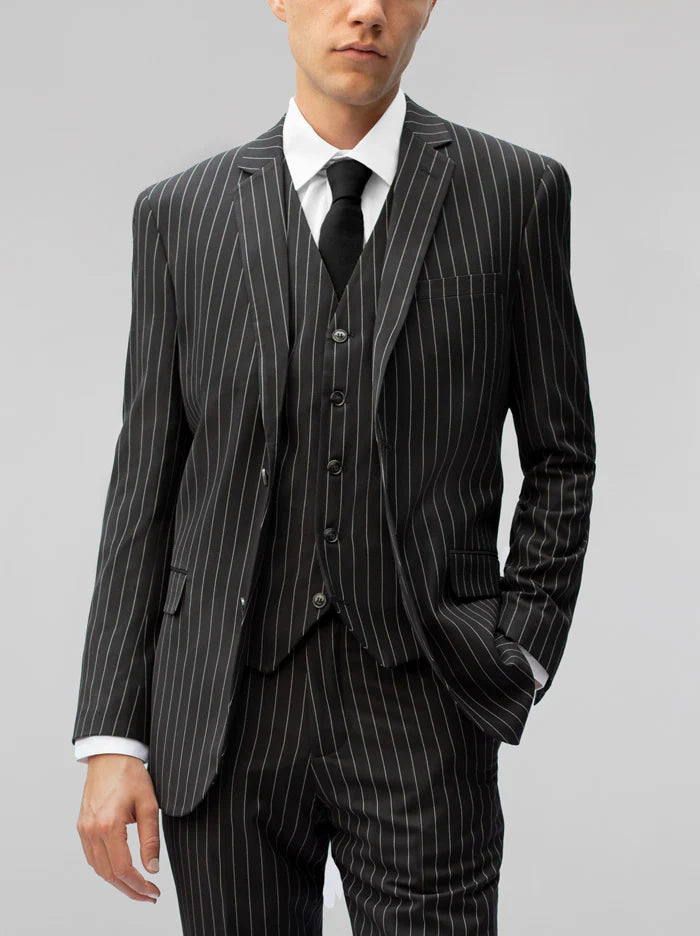 Black Pinstripe Three Piece Suit
