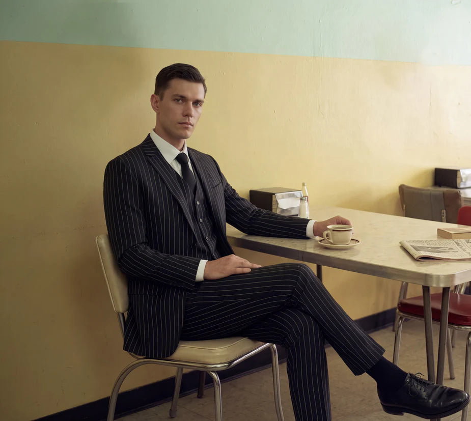 Black Pinstripe Three Piece Suit