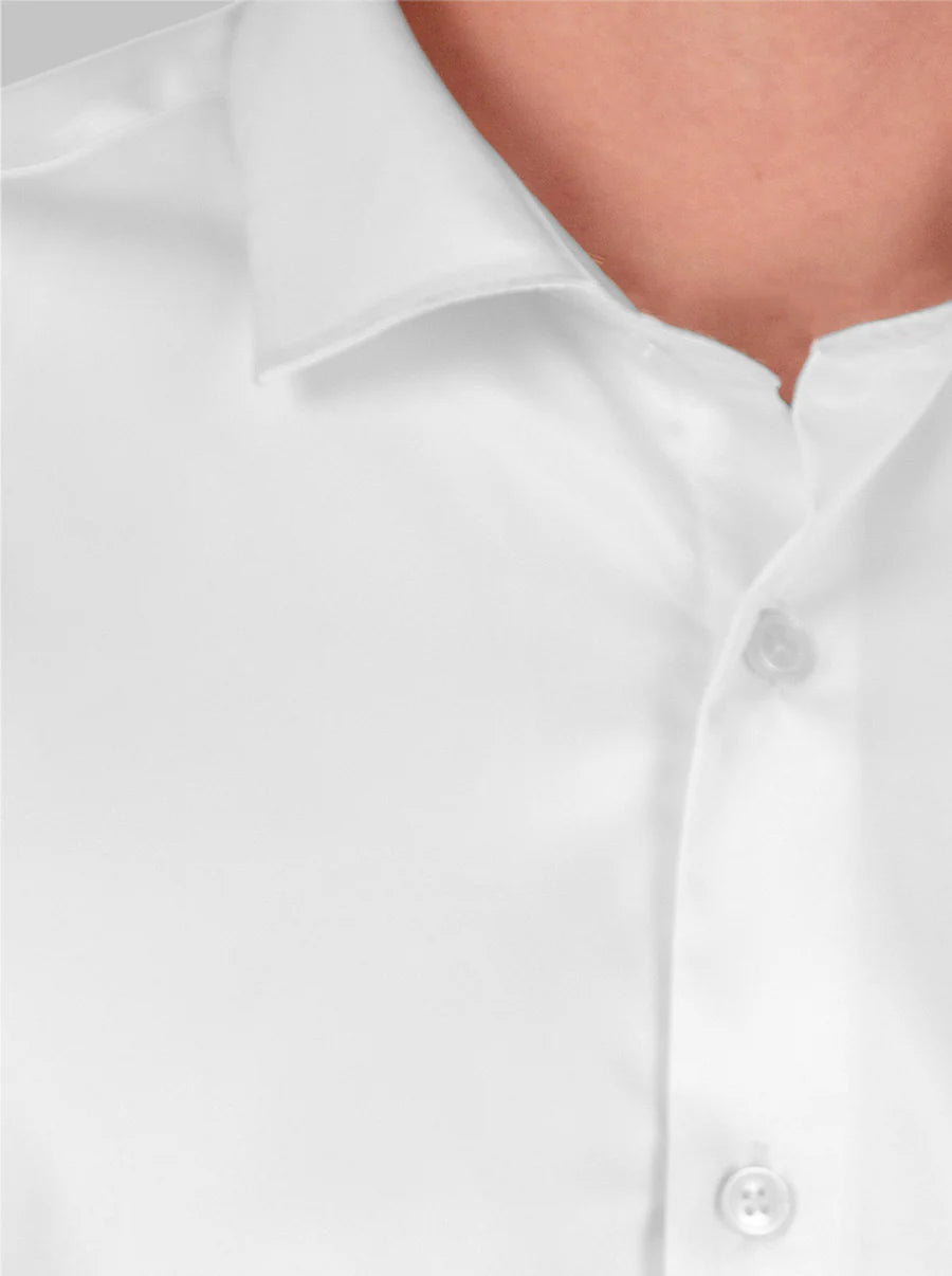 Dress Shirt in White with Stretch