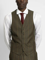 Olive Herringbone Windowpane Three Piece Suit