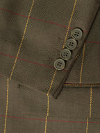 Olive Herringbone Windowpane Three Piece Suit