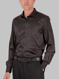 Slim Fit Dress Shirt in Black with Stretch