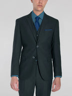 Slim Fit Dress Shirt in Dark Blue Emerald with Stretch