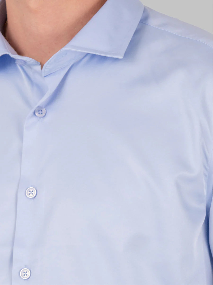 Slim Fit Dress Shirt in Light Blue with Stretch